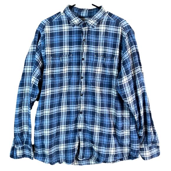 Uniqlo Mens Shirt Blue White Plaid Collared Button Down Long Sleeve XLarge - Picture 1 of 11